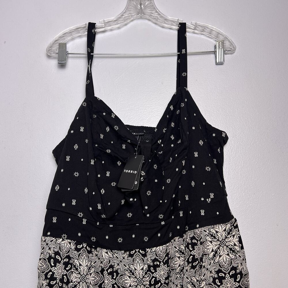 NWT Torrid Tie Front Culotte Jumpsuit black geometric print Pocket Plus Sz 1X - Picture 6 of 16